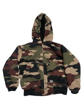 Walls Kids Camo Hooded Jacket - Green Brown Black